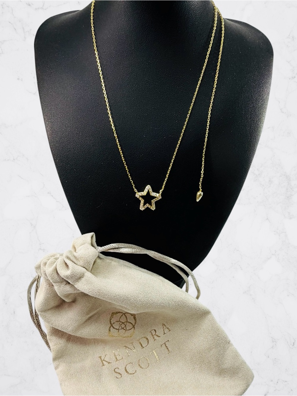 Kendra Scott Jae Star Crystal Pendant Necklace 14k Gold Plate Over Brass 18”